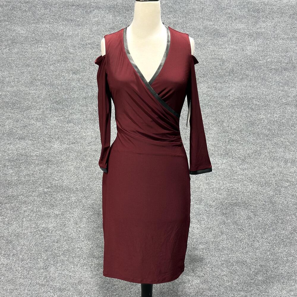 Laundry By Shelli Segal Dress Womens S Small Garnet Curve Control Cold Shoulder